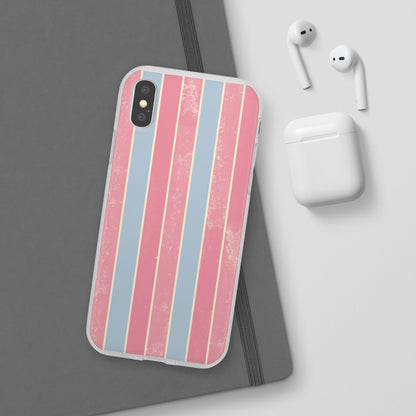 Striped Pink & Blue Phone Case — Retro Pastel Flexi Case