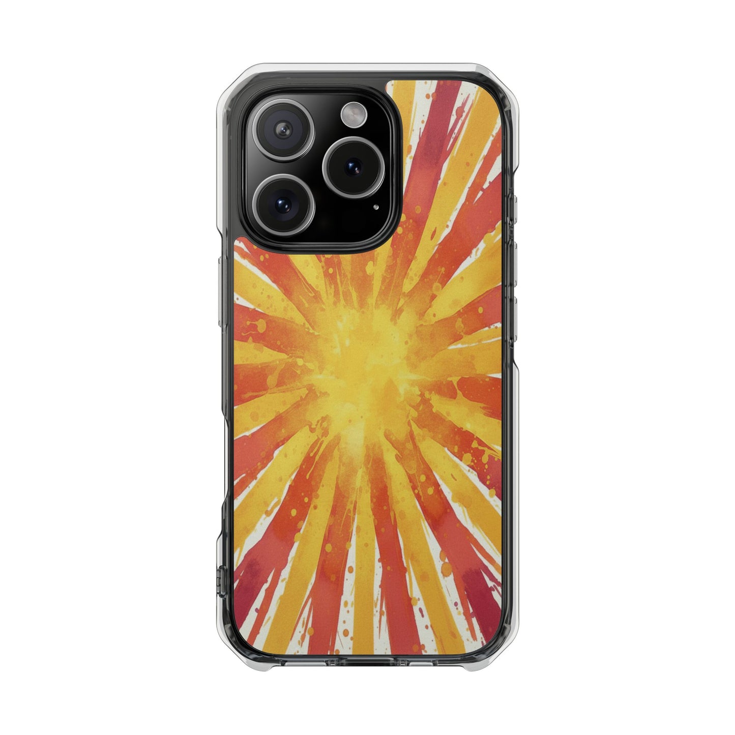 Clear Magnetic Phone Case — Retro Sunburst Design