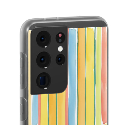 Watercolor Stripe Phone Case — Bright Pastel Vertical Stripes Protective Flexi Case
