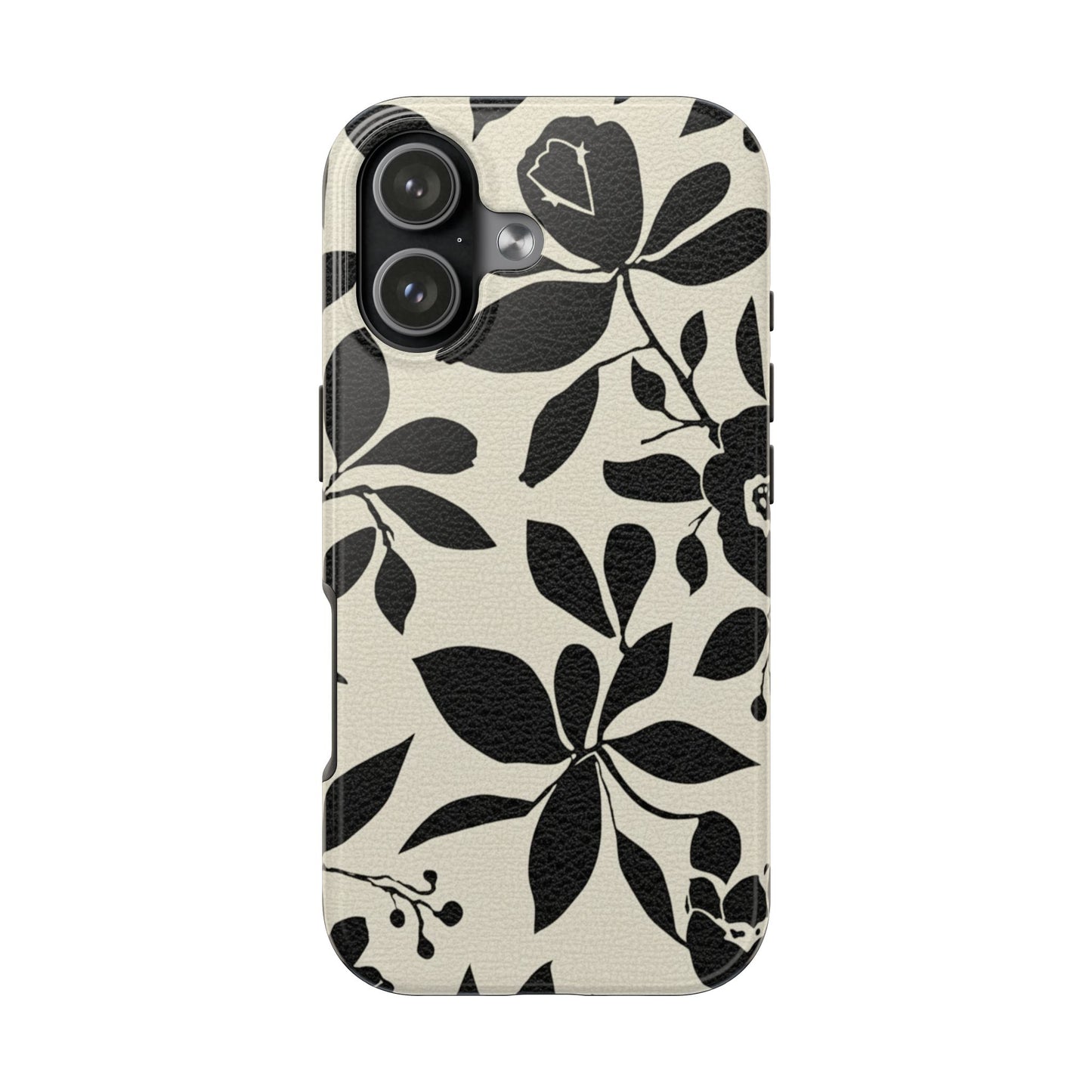Tough Phone Case — Black Floral Silhouette Protective Cover
