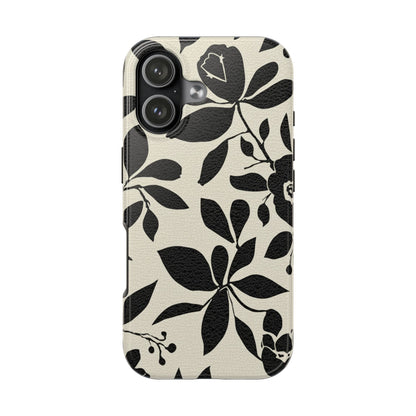 Tough Phone Case — Black Floral Silhouette Protective Cover