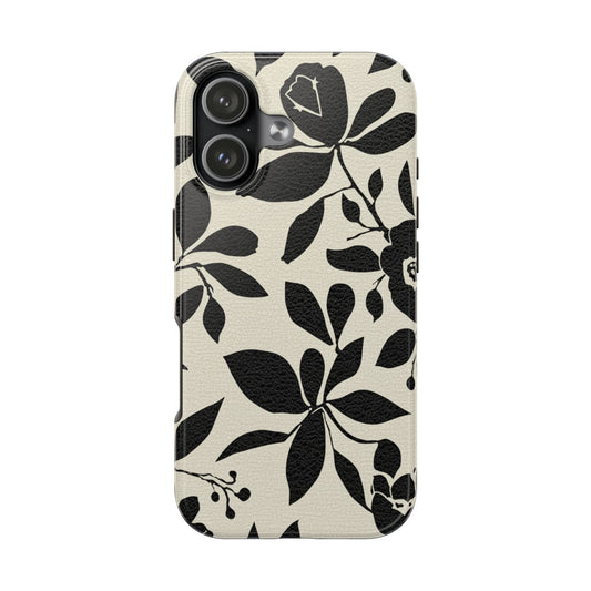 Tough Phone Case — Black Floral Silhouette Protective Cover