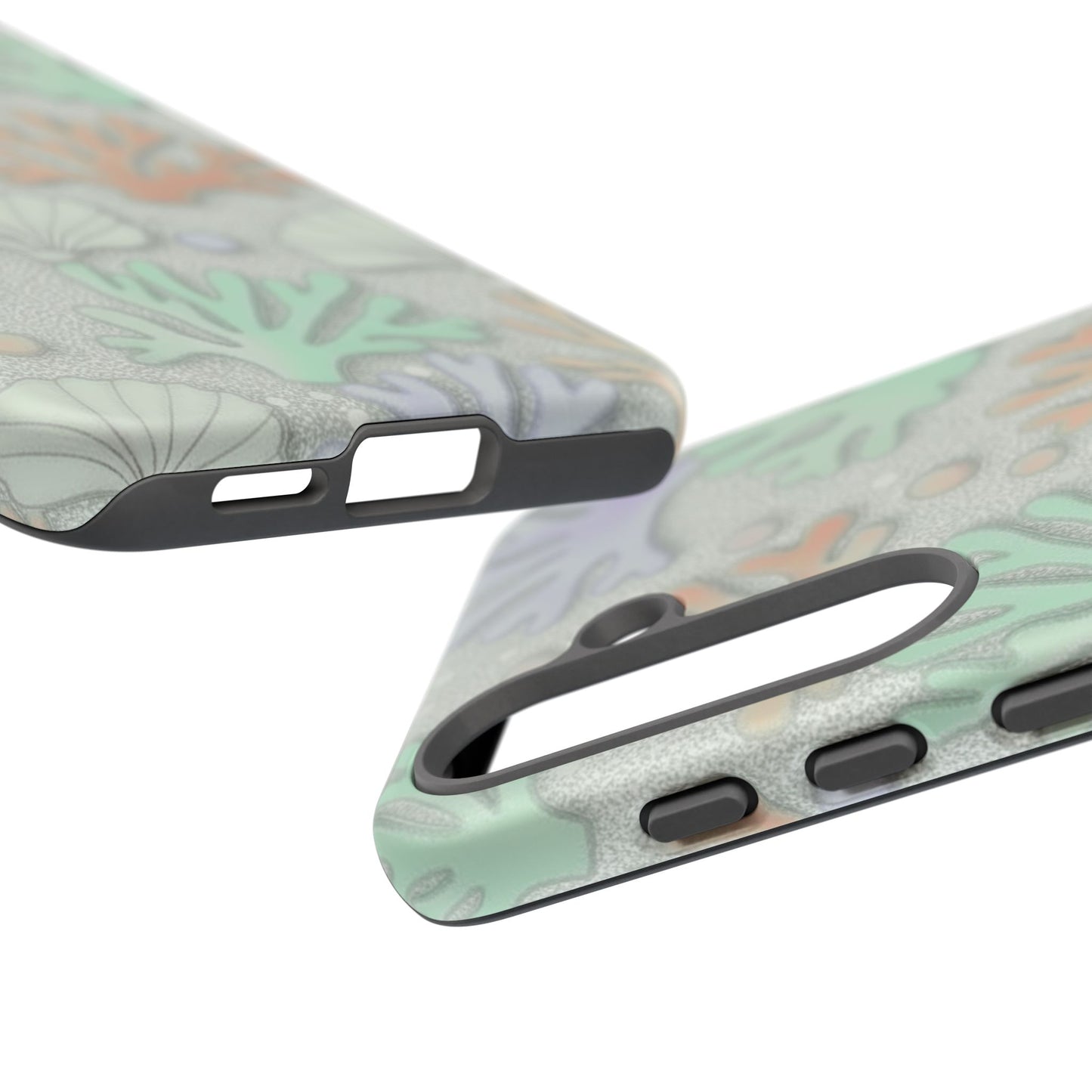 Pastel Coral Reef Tough Phone Case – Sea Shell & Coral Pattern Durable Protector