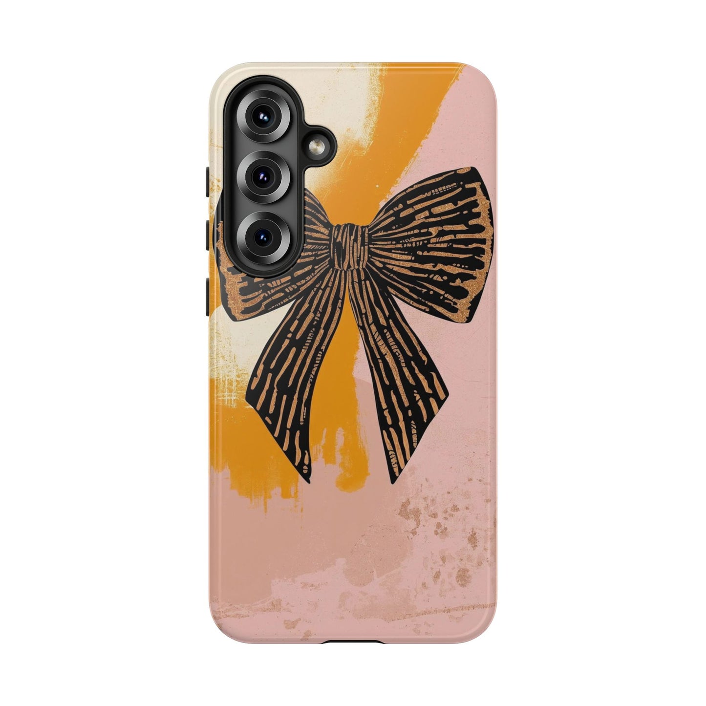 Bow Brushstroke Tough Phone Case — Pink & Mustard