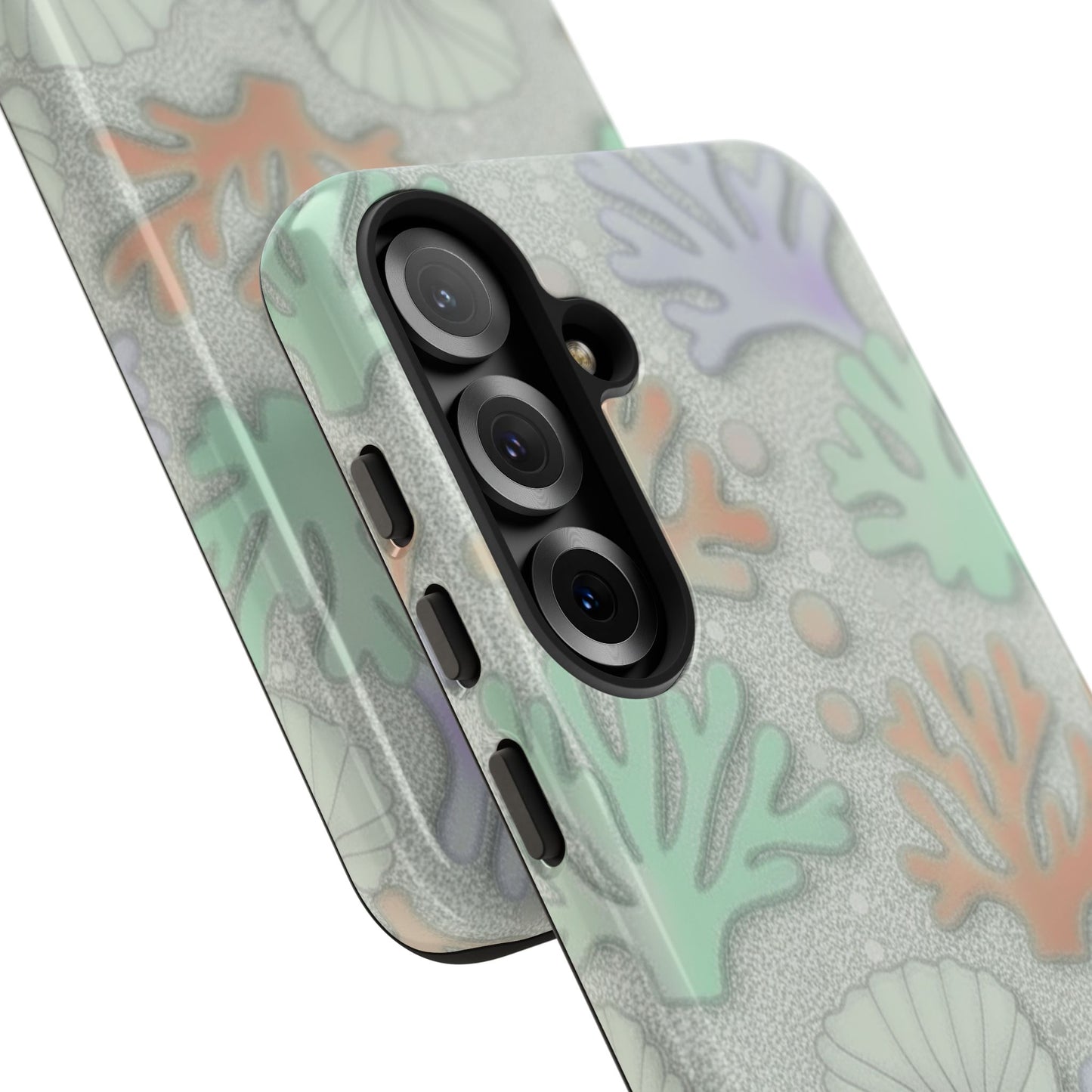 Pastel Coral Reef Tough Phone Case – Sea Shell & Coral Pattern Durable Protector