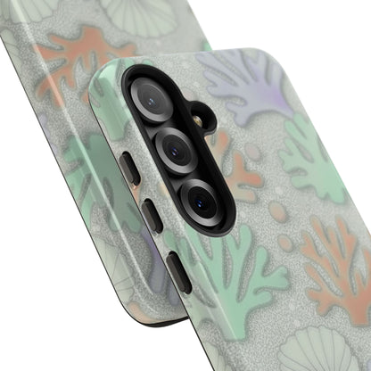 Pastel Coral Reef Tough Phone Case – Sea Shell & Coral Pattern Durable Protector
