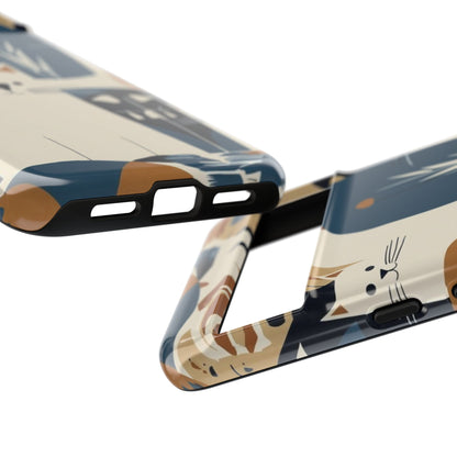 Cat Pattern Phone Case – Retro Abstract Cats Protective iPhone Cover
