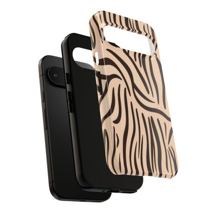 Zebra Stripe Tough Phone Case – Neutral Animal Print Protective Cover