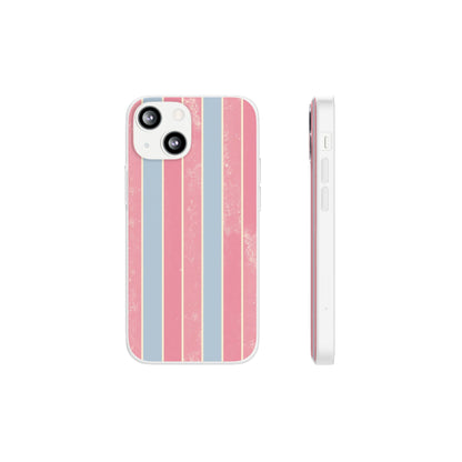 Striped Pink & Blue Phone Case — Retro Pastel Flexi Case