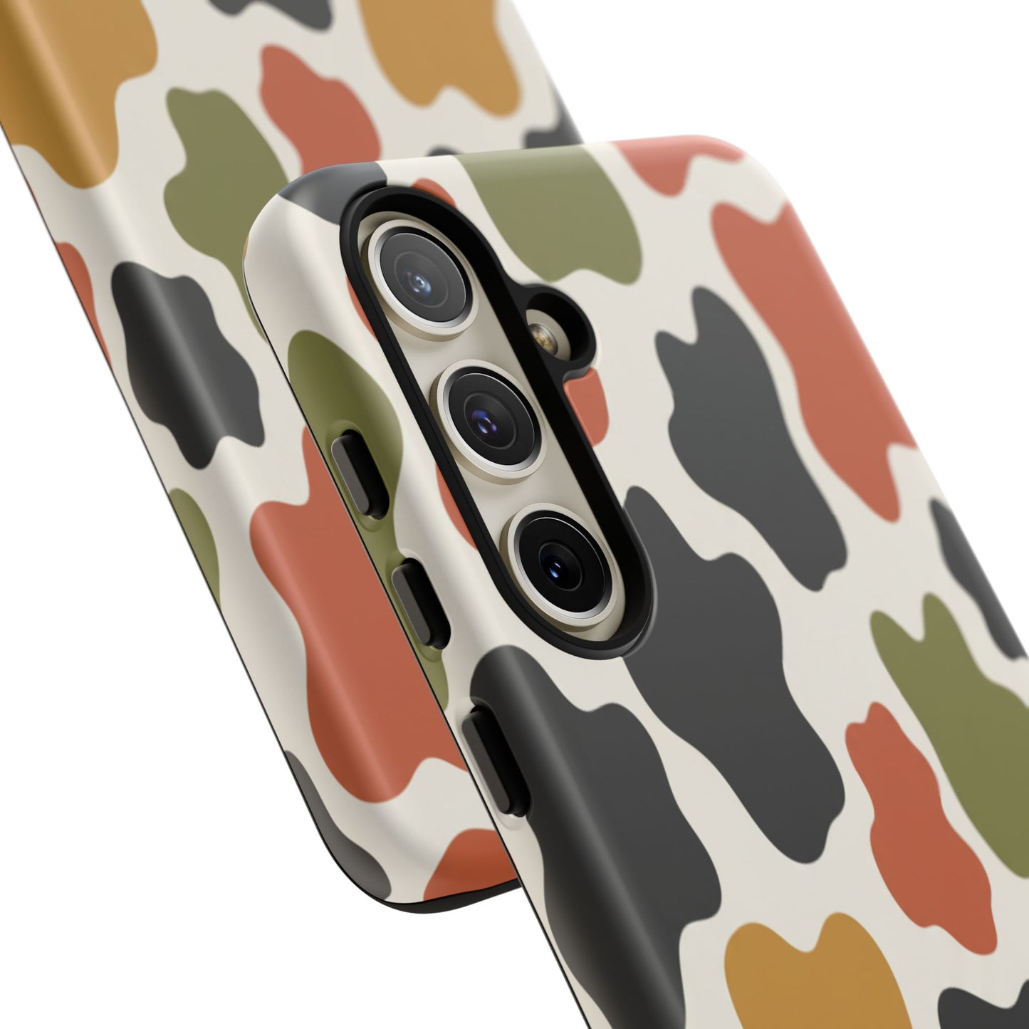 Camouflage Pattern Tough Phone Case – Retro Olive, Rust & Mustard Protective Cover