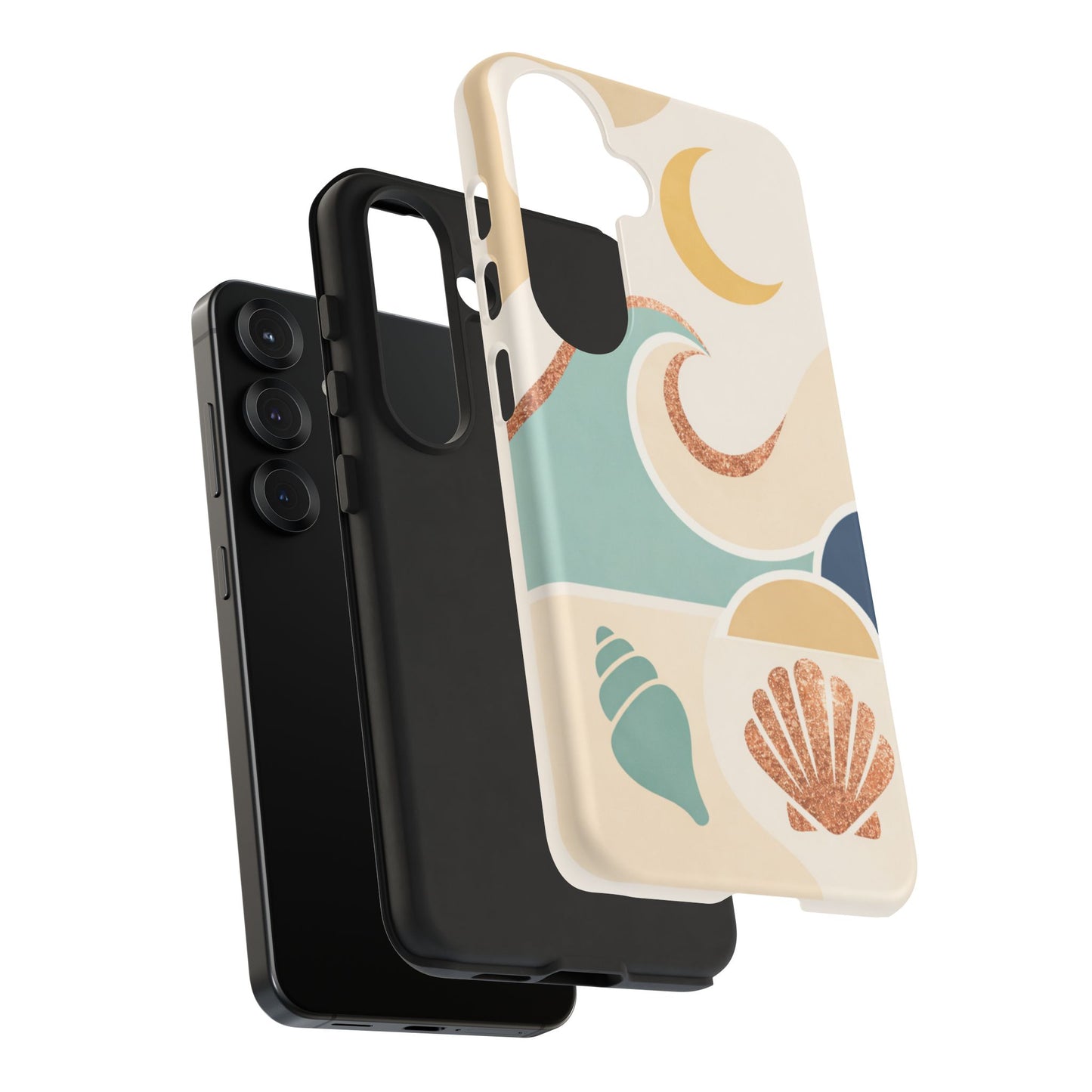 Sea Breeze Tough Phone Case — Retro Waves & Shells Design