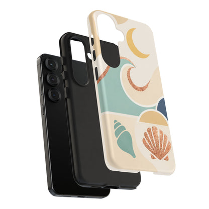 Sea Breeze Tough Phone Case — Retro Waves & Shells Design
