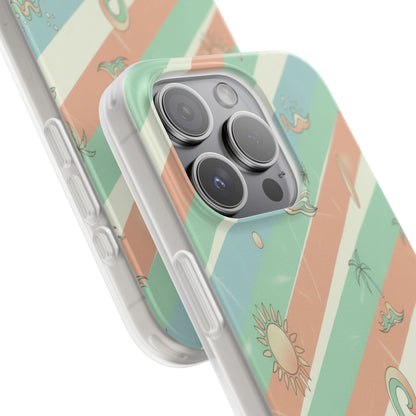 Beach Vibes Phone Case — Retro Pastel Surf & Palm Protective Flexi Case