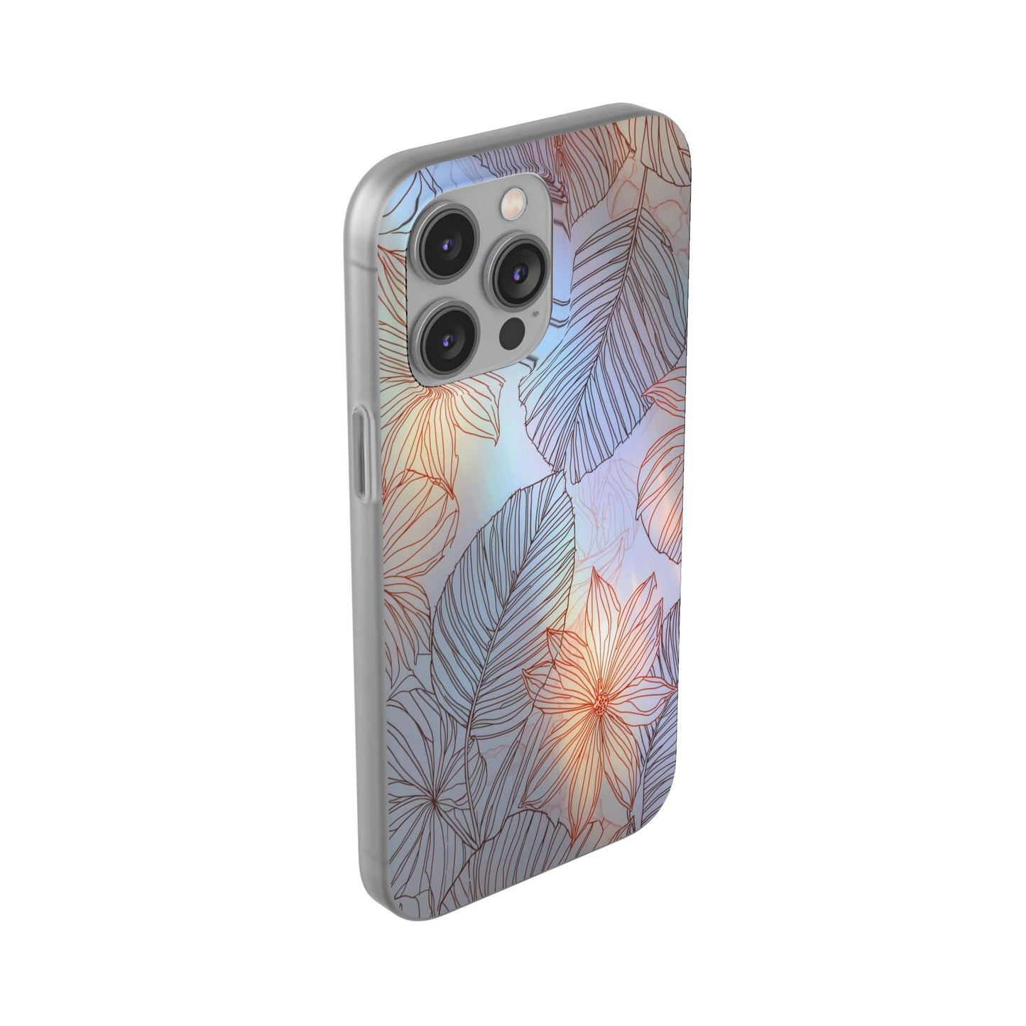 Floral Holographic Phone Case — Iridescent Leaves & Flowers Flexi Case