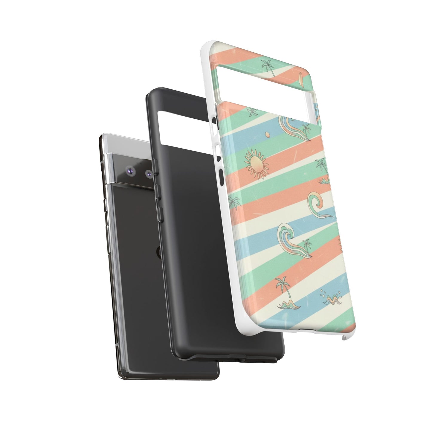 Surf Stripe Tough Phone Case — Retro Beach Waves Pattern