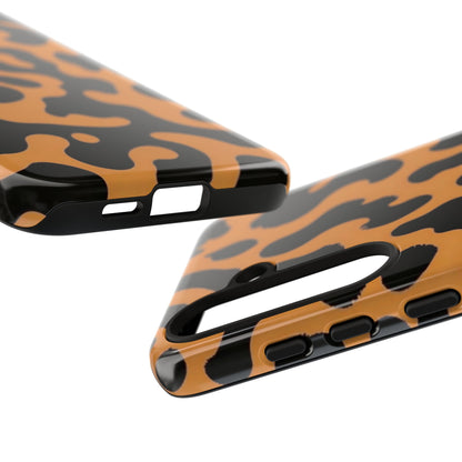 Leopard Print Phone Case — Orange & Black Tough Pattern Protective Cover