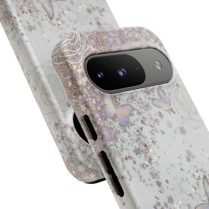 Butterfly Glitter Tough Phone Case — Floral Sparkle Protective Case