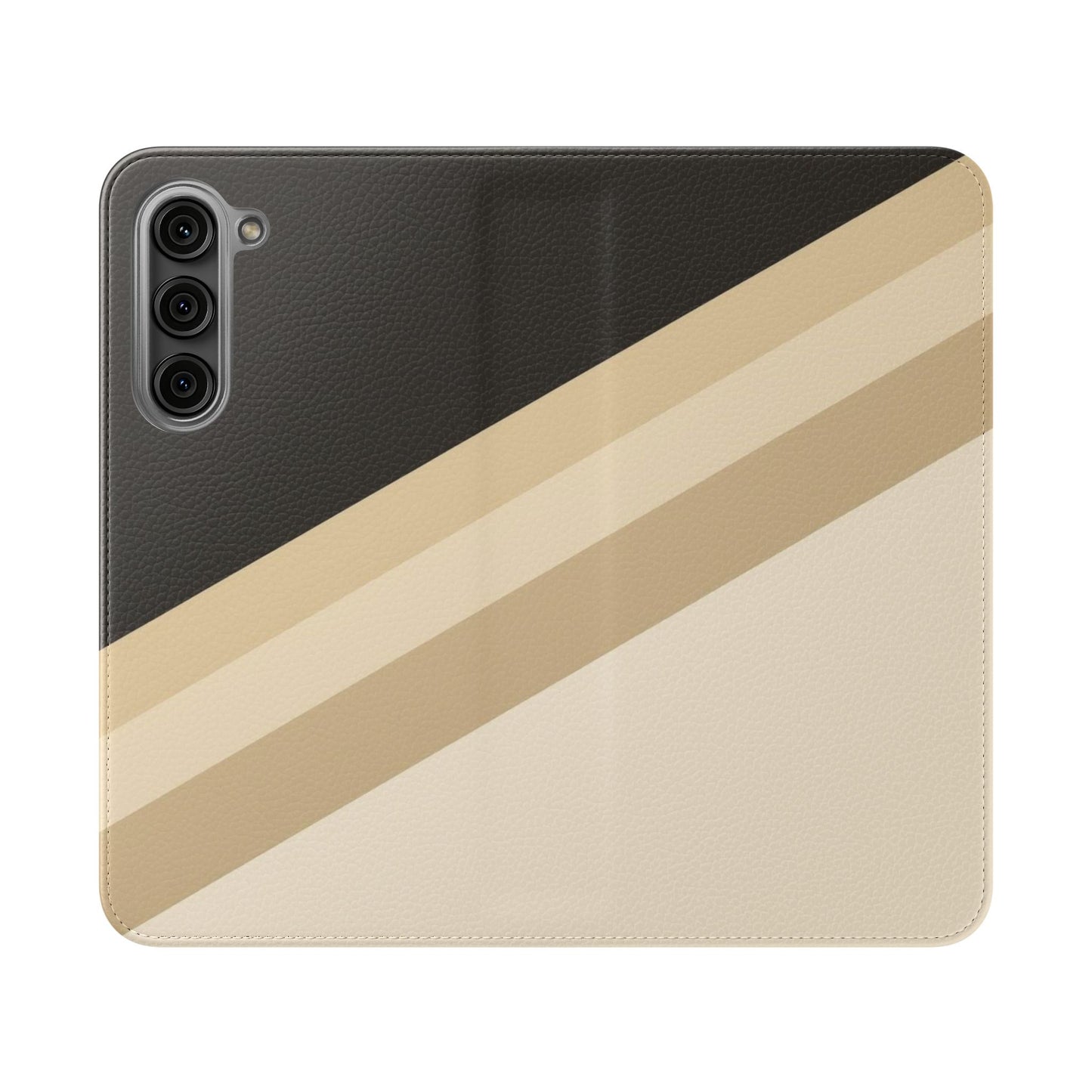 Retro Neutral Stripe Flip Phone Case — Wallet Folio with Card Slots