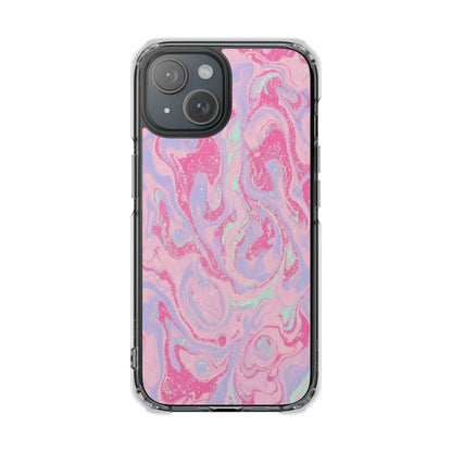Pink Marble Magnetic Clear Phone Case — Impact-Resistant iPhone Cover