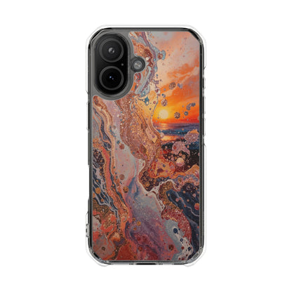 Clear Magnetic Phone Case — Abstract Sunset Resin Art
