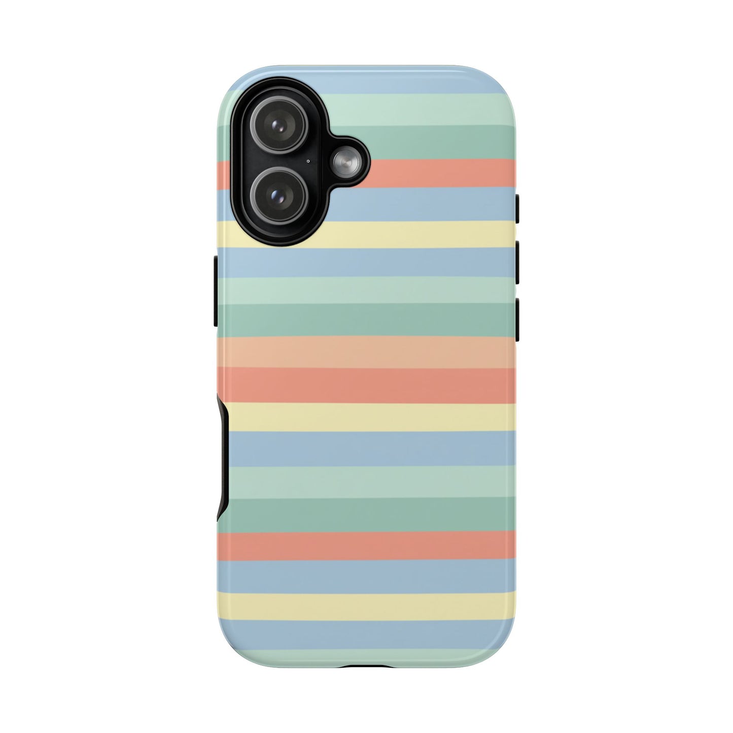Pastel Striped Phone Case — Retro Horizontal Multi-Color Tough Case
