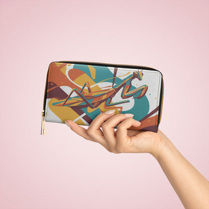 Praying Mantis Zip Wallet — Colorful Retro Insect Art Wallet