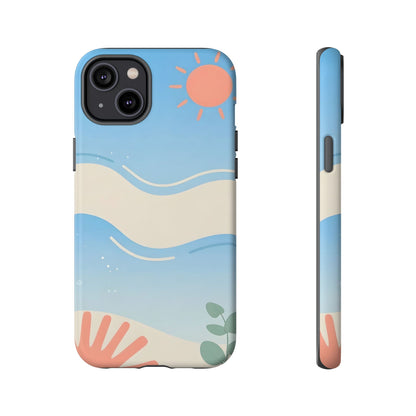 Beach Waves Tough Phone Case — Summer Sun & Seashell Protective Cover