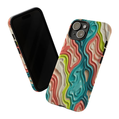 Abstract Contour Phone Case — Colorful Topographic Pattern Tough Case