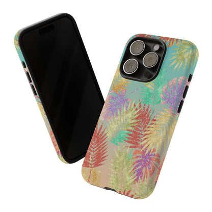 Tropical Palm Leaf Tough Phone Case – Colorful Pastel Botanical Protection