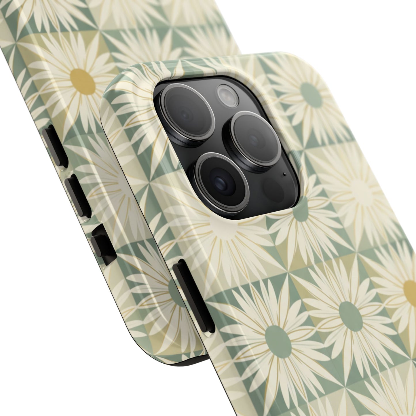 Retro Daisy Tough Phone Case — Vintage Floral Protective Cover for iPhone
