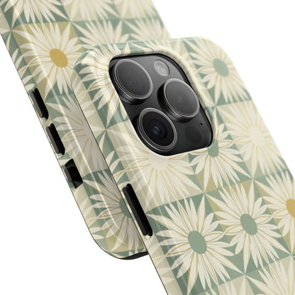Retro Daisy Tough Phone Case — Vintage Floral Protective Cover for iPhone