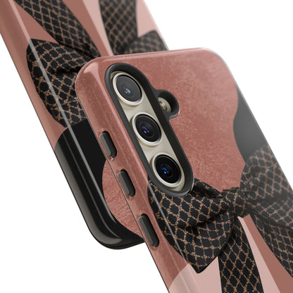Bow Stripe Tough Phone Case – Pink Mauve Protective Cover