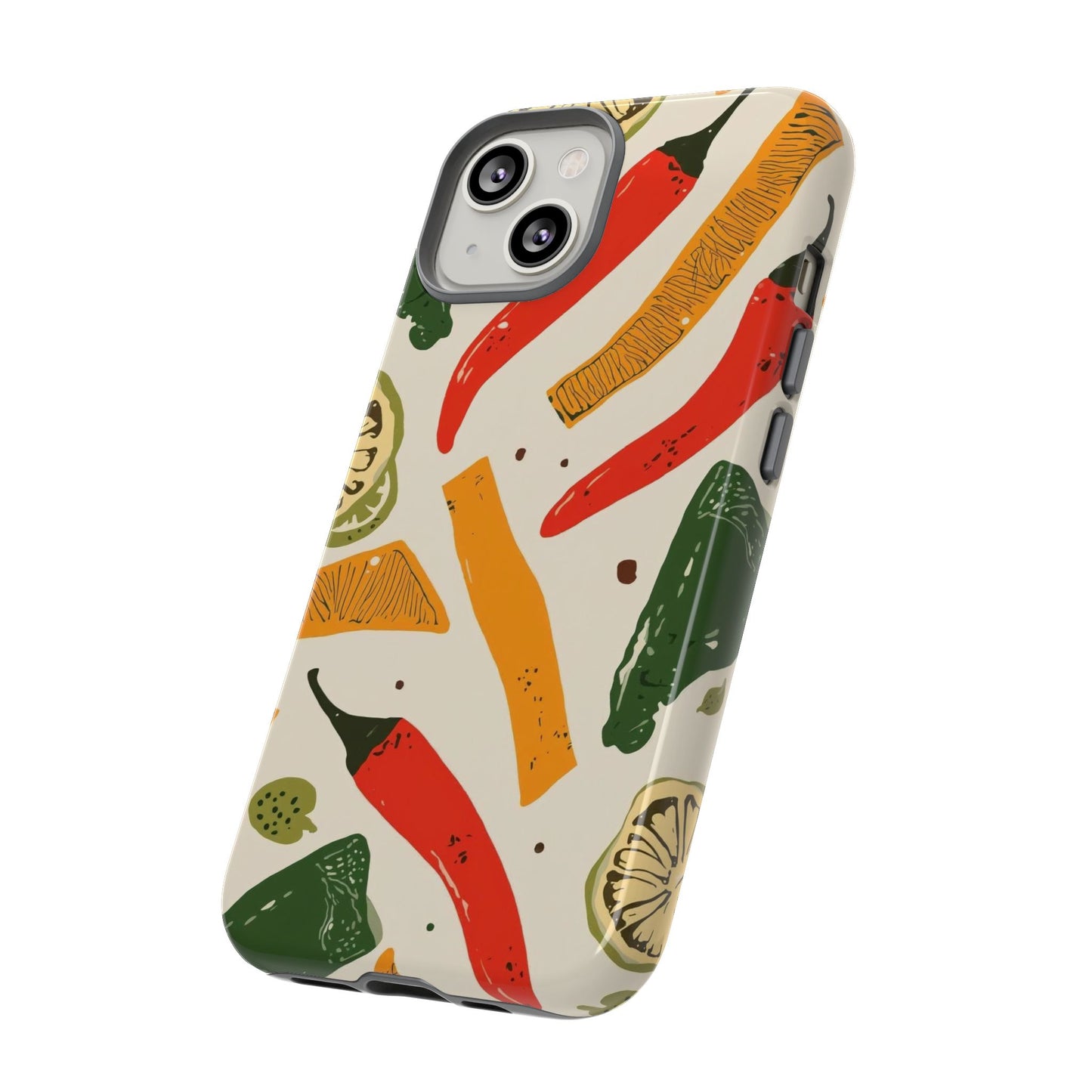 Spicy Peppers Phone Case – Colorful Chili, Lime & Citrus Pattern