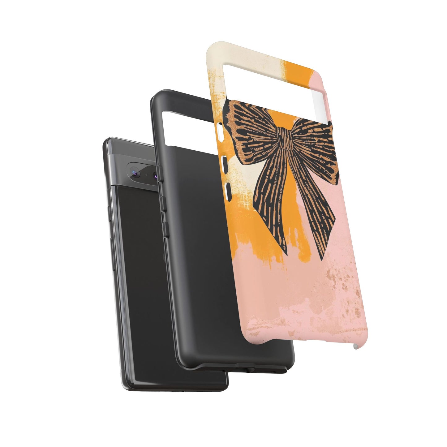 Bow Brushstroke Tough Phone Case — Pink & Mustard