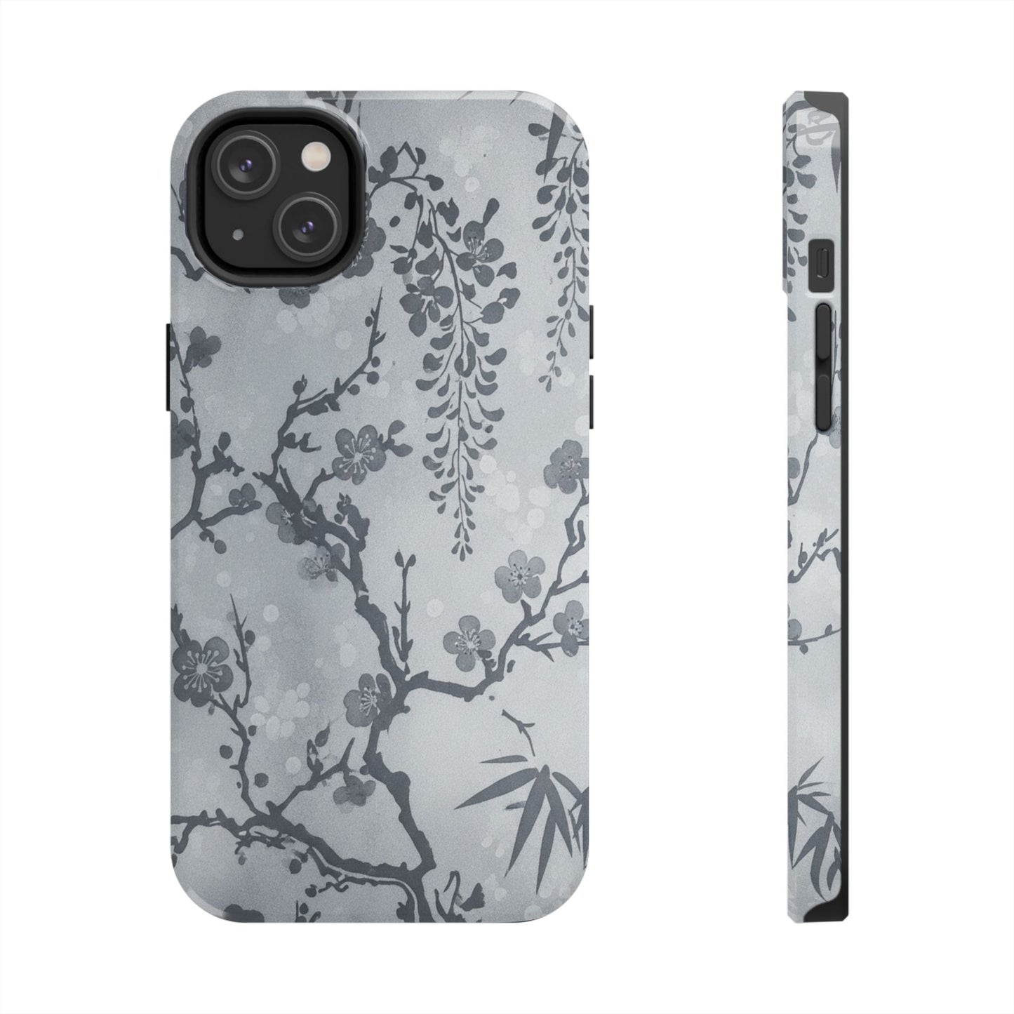 Tough Phone Case — Gray Cherry Blossom Ink Floral Design