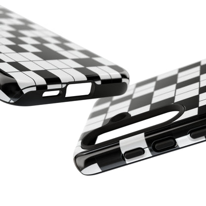 Crossword Grid Phone Case — Black & White Puzzle Pattern Tough Phone Cover