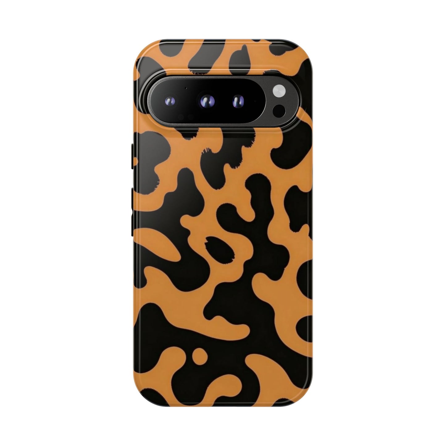 Leopard Print Phone Case — Orange & Black Tough Pattern Protective Cover