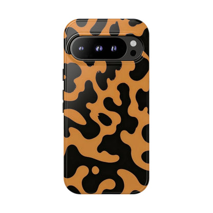 Leopard Print Phone Case — Orange & Black Tough Pattern Protective Cover