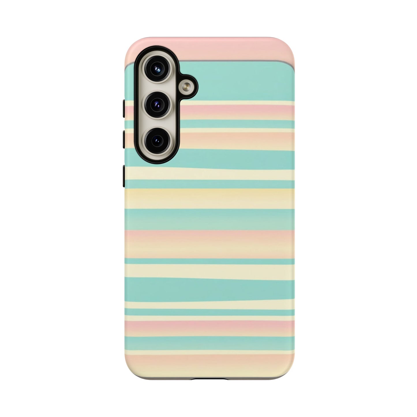Pastel Striped Tough Phone Case — Mint, Peach & Cream Protective Cover