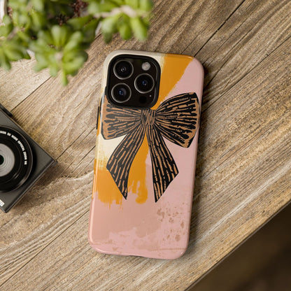 Bow Brushstroke Tough Phone Case — Pink & Mustard