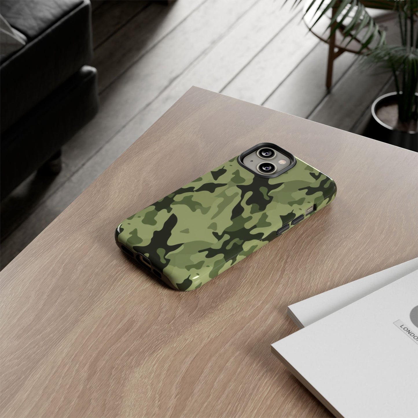 Camo Tough Phone Case — Military Green Protective iPhone Cover