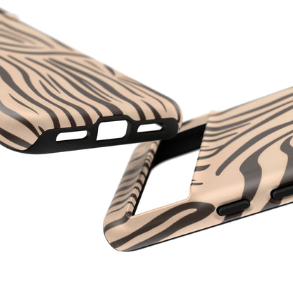 Zebra Stripe Tough Phone Case – Neutral Animal Print Protective Cover