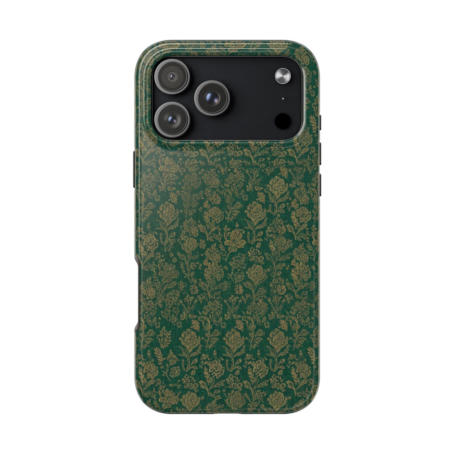 Vintage Floral Tough Phone Case — Green Damask Protective Cover