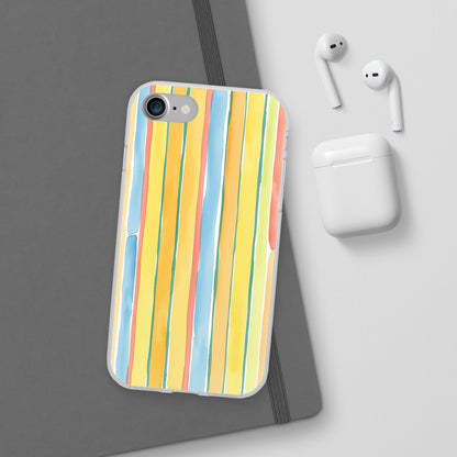 Watercolor Stripe Phone Case — Bright Pastel Vertical Stripes Protective Flexi Case