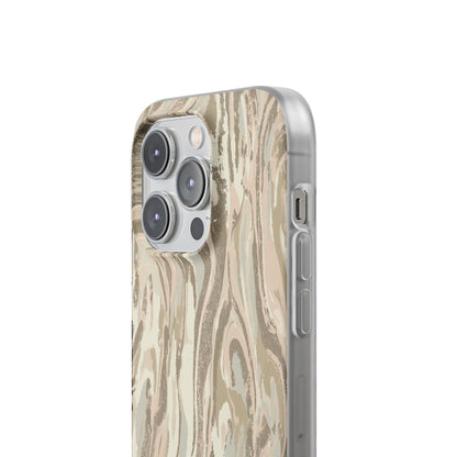 Neutral Marble Swirl Flexi Phone Case — Beige Abstract Protective Cover