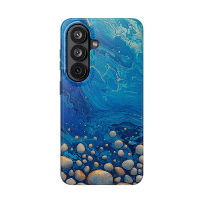 Blue Ocean Pebble Tough Phone Case — Protective Artistic Marble Design