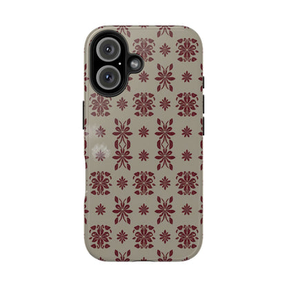 Tough Phone Case — Vintage Red Floral Pattern Protective Cover