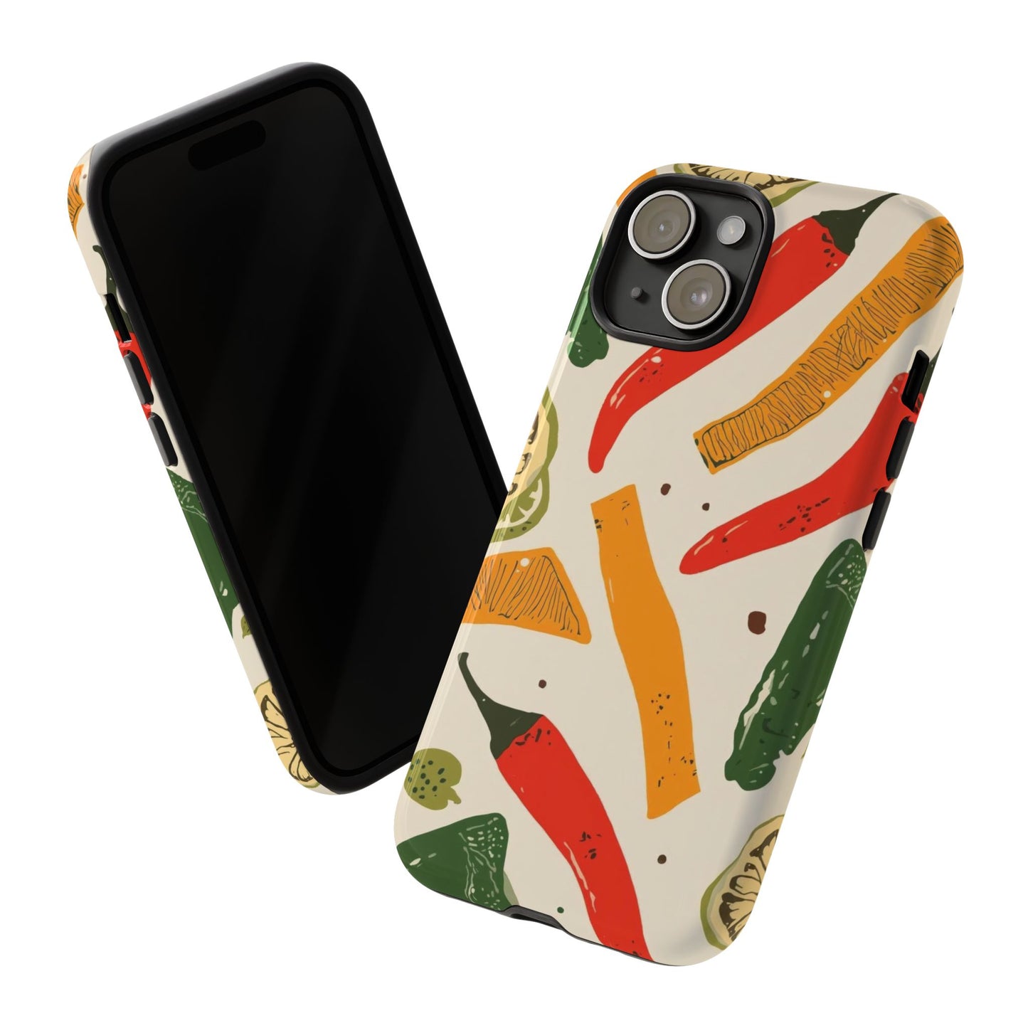 Spicy Peppers Phone Case – Colorful Chili, Lime & Citrus Pattern