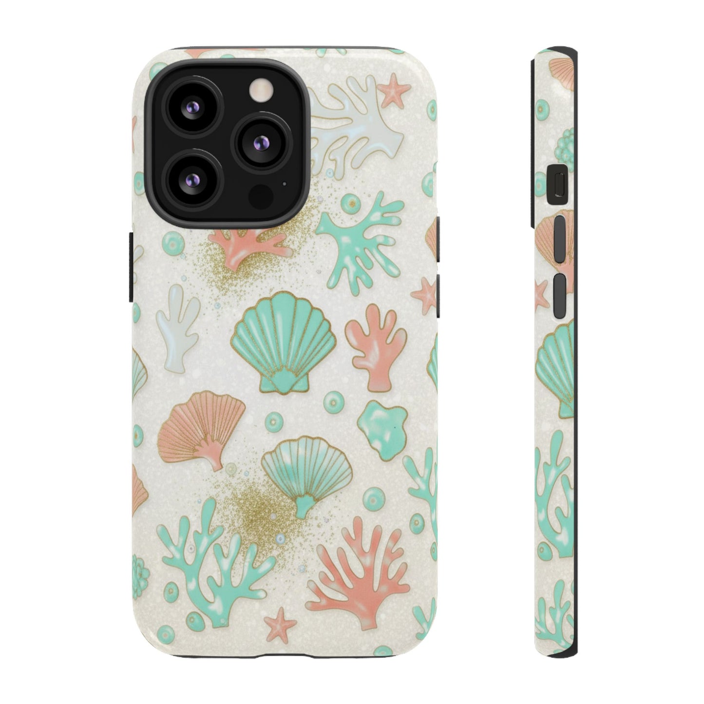 Seashell Coral Phone Case — Pastel Beach Shells Protective Tough Case