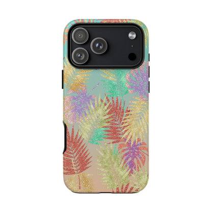 Tropical Palm Leaf Tough Phone Case – Colorful Pastel Botanical Protection